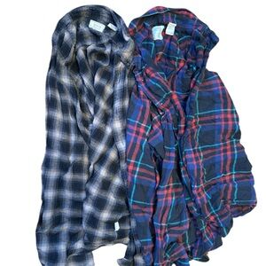100% Cotton Men's Plaid Button Down Shirts - Red, Blue, and Gray BUNDLE